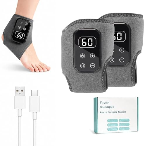 Xloapoo 2er-Pack 3-in-1 Fußmassager mit Wärme, elektrisches Massagegerät für Füße & Knöchel, 5 Modi & 5 Hitzestufen, Fördert Blutzirkulation bei neuropathischen Füßen Unisex(Grau)