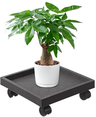 FUNNETOYU Sottovaso Rettangolare in Plastica con Ruote Resistenti per Vasi da Fiori, Supporto per Piante da Giardino e Casa, Design Estetico