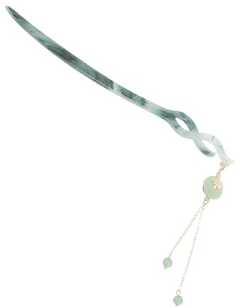OKUMEYR Asiatische Haaraccessoires für Frauen Tassel Haarnadel aus Kunststoff Grün für tägliche Anwendung und festliche Anlässe mit sicherem Halt