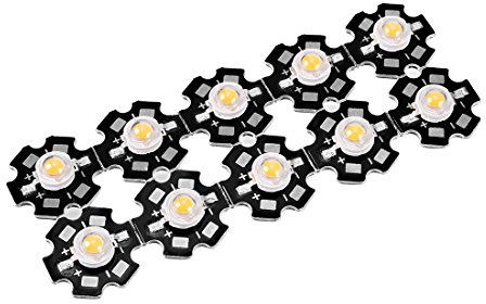 sourcing map 10 Stück LED Chip Birne COB Lichtperlen 280-350mA 1W Warmweiß Super Helle Hohe Energie für Flutlicht