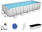 Bestway Power Steel Frame Pool Komplett-Set mit Sandfilteranlage 640 x 274 x 132 cm , lichtgrau, eckig
