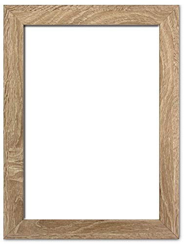 Holzwerkstoff Bilderrahmen Carla 48 x 68 cm mit weißer Rückwand 68x48 cm, hier Sonoma Eiche mit Kunststoffglas Antireflex 1mm