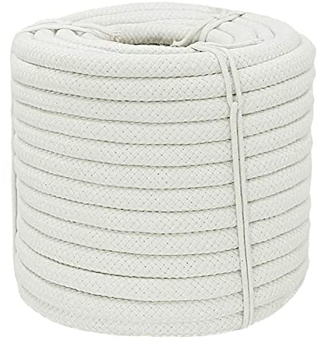 YUZENET Braided White Cotton Rope (1/2 inch x 50 ft) Natural Soft Utility Rope