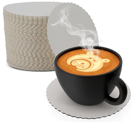 MT Products White Thin Paper Coasters 3.25 - Scalloped Edge Disposable Coasters for Drinks Protection Against Leaks and Spills - Pack of 200