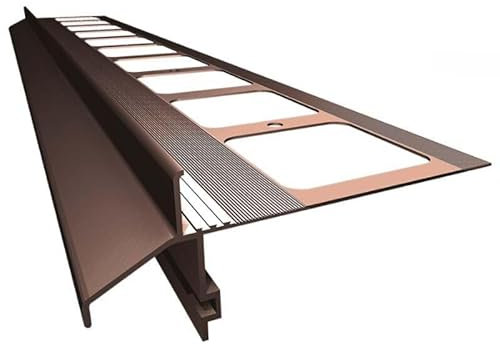 Renoplast® Perfil de Alero de Aluminio K40 200cm Marrón | Acabado de Terrazas y Balcones | Suelos de Baldosas sobre Mortero Adhesivo | Sistemas de Drenaje de Agua | Perfil Angular | Anticorrosión