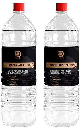 PRIMES DIY 2 Litre Premium Bioethanol Fuel for Fire Place Clean Burning High Purity Bio Ethanol Liquid Fuel for Fire Pits Burners and Stoves Indoor and Outdoor Use Eco Friendly Bioethanol Fuel Liquid