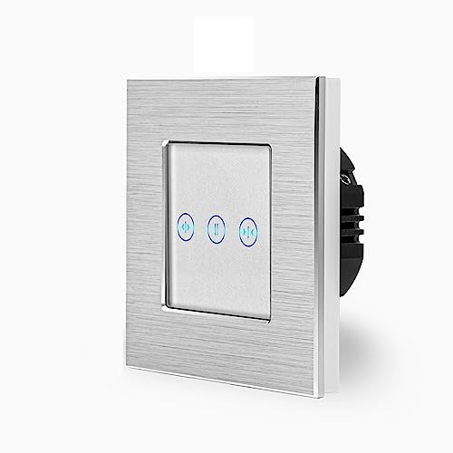 POINT Touch Rollladenschalter Hoch/Runter 1-Fach im Aluminiumrahmen in weiß 2-Weg Glas Berührungs Wandschalter zum schalten von Rollläden, Markiesen, Jalousienen Luxus-Time