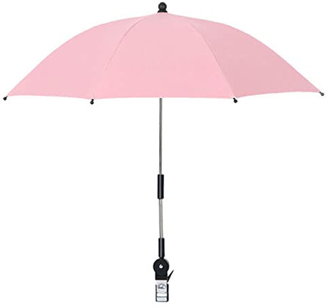 RXMORI UPF 50+ Golfschirm mit Verstellbarer Universalklemme, Tragbare Regenschirme für Regen, Manuelles Öffnen und Schließen, für Strandkorb, Golfwagen, Kinderwagen, Tribüne, Terrasse(Rosa)