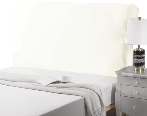 Elastica Copertura Per Testiera Per Letto Imbottito/Legno/Pelle Copri Testata Del Letto Matrimoniale Singolo Rettangolare/Leggermente Stondata Fodera Testiera Letto(Lunghezza:120-140cm,Bianco)