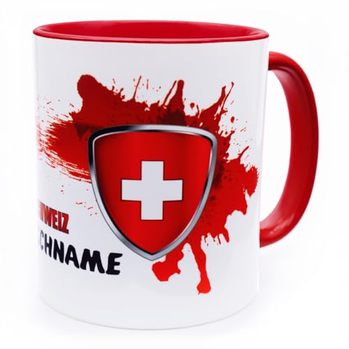 Schweiz Tasse mit Namen personalisiert flagge schweiz schweiz deko Land | Switzerland Wappen, Schweizerische Flagge, Fahnen Fanartikel, Spruch Getränke Becher, Fussball Produkte schweizer fahne