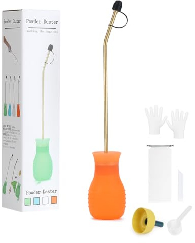DustFlux Kit de plumeau en Terre de diatomée avec Long Tube en cuivre et Entonnoir Pliable, pulvérisateur en Silicone pour intérieur/extérieur, Usage Domestique, Jardin et Agriculture – Orange