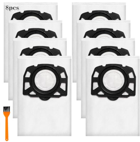8 Pack Vacuum Cleaner Bags for Karcher WD4 WD5 WD6 WD5P WD6P MV4 MV5 MV6, Large Dust Bags with Cleaning Brush, Replacement Karcher Wet and Dry Vacuum Cleaners Bags