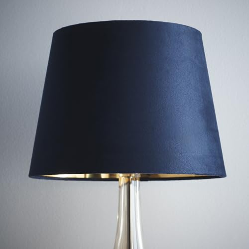 K LIVING Velvet Tapered Lampshade for Modern Table Lamps and Floor Lamps in Navy Blue | Traditional Cotton Textured Fabric Cone Light Shade for Ceiling Pendant | Lamp Shade for Calm Home (10)