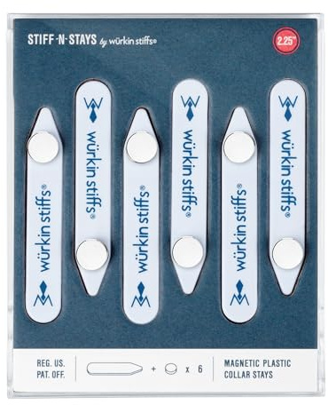 Würkin Stiffs Plastic Magnetic Collar Stays for Men's Dress Shirts with Storage Case | As Seen on Shark Tank | Stiff-N-Stays 3 Pack