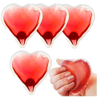 Przydasie Herz Handwärmer Knicken 4 Stück, Rot, 8.5x9cm | Kunststoff, Winterspaziergänge, Outdoor-Abenteuer, Kinder, Geschenk