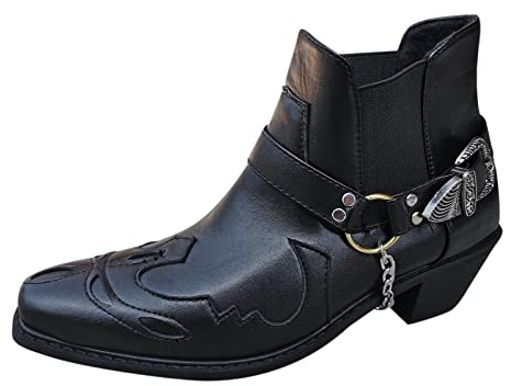 Cowboystiefel Herren Braun,Stiefel Westernstiefelette Bequeme Kurzstiefel Schnalle Freizeitstiefel Rutschfest Winterstiefel Leichtgewichts Stiefeletten Plateau Boots Wanderstiefel Trekkingstiefel
