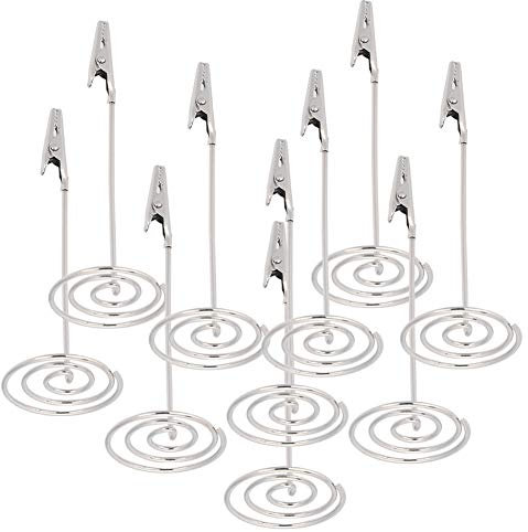 Tischnummernhalter, Tischkartenhalter, 10 Stück Metall-Tischkarten-Clips, Desktop-Metall-Geschäftsbild-Nachrichten-Kartenhalter, Silber Hochzeit, Party, Versammlungen, Büro,