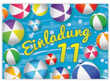 JuNa-Experten 12 Einladungskarten zum 11. Kindergeburtstag Schwimmbad Schwimmen Jungen Mädchen Einladung elfte Geburtstag