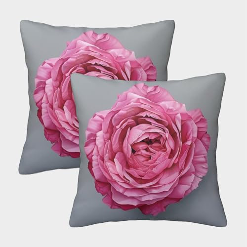 GAOYUCHUN 3D Printed Cabbage Rose Throw Pillow Covers Throw Pillow Case Garden Cushion Super Soft Pack of 2 for Home Couch Sofa Decorative, Gifts 45x45cm