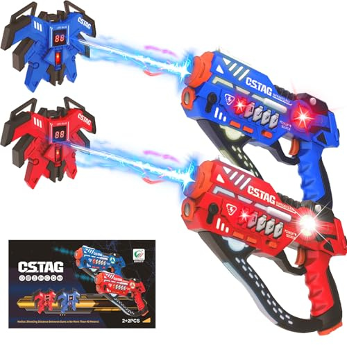OBEST Pistola Juguete Láser Tag Set, Gun Láser Infrarrojas con LED Chaleco Recargables,Juego de Disparos Laser para 2 Jugadores,Juegos Exterior Jardin,Regalos para niños 5, 6, 7, 8, 9, 10 Años