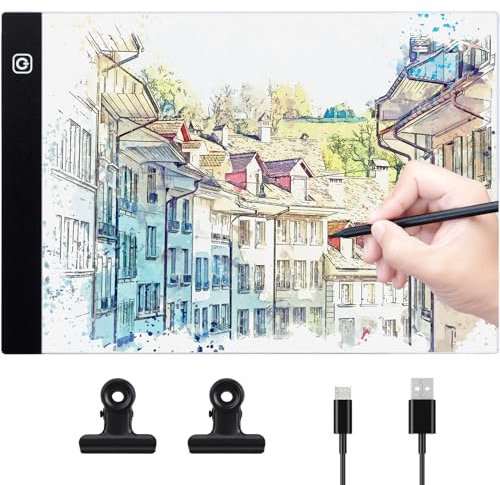 Coolzon A4 Led Licht Pad Zeichnung, Leuchttisch A4 tragbare LED mit verstellbarer Helligkeit, Light Pad mit USB Kabel für Animation, Skizzieren, Entwerfen, Zeichnen, 5D-Diamantmalerei