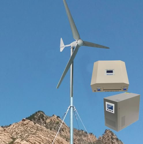 KX-ENERGIE 5000W Windturbine Horizontale Windkraftanlage 24V 48V 96V Windgenerator mit Hybrid MPPT Laderegler und Off Grid Wechselrichter Komplettanlage für Home Batterieladung Solaranlage Ergänzung