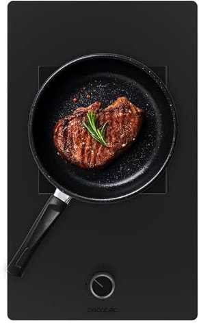 Cecotec Placa de Gas 1 Fuego para Gas Natural y Butano Bolero Squad G 1800S Eternal Nano Glass. 5,6kW, Cristal Negro Mate, Parrilla Individual de Hierro Fundido, Quemador Eternal con Soporte WOK