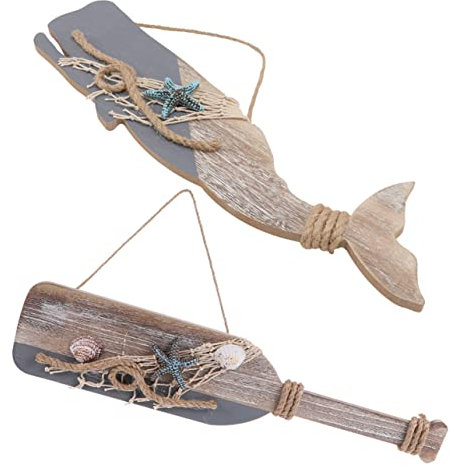 PartyKindom Wanddekoration Holzanhänger Ozean Stil Holzpaddel Delfin Hängendes Ornament Für Kinderzimmer Zuhause