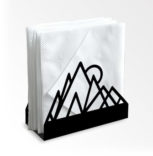Serviettenhalter Mit Geometrischen Bergen Dekorativ Schwarz Metall Für Den Tisch Serviettenhalter Stehend 12 x 12 x 5cm Für Zuhause Küche Restaurant Picknick Party Kaffeebar Esszimmer
