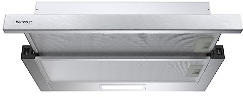 Hermitlux Dunstabzugshaube 60cm, Flachschirmhaube Abluft/Umluft, 360 m³/h Luftstrom, LED-Beleuchtung, Kohlefilter, 51dB
