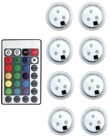 CRemote Control RGB Luce a LED sommergibile Alimentata a batteria LED Luce subacquea Piscina Lampada da notte Festa di nozze for acquario(8 Lamp 1 controller)