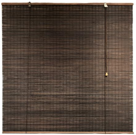 Premium Bambusrollo nach Maß, 95% Verdunkelung, Raffrollo, atmungsaktiver Sonnenschutz & Privatsphäre, Innen- und Außenbereich, 115 cm x 300 cm, elegantes Braun