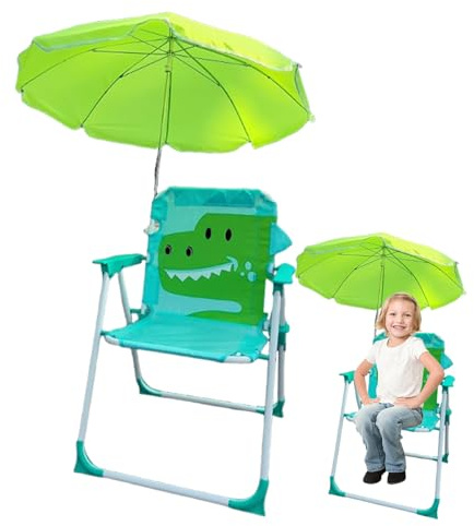 Sucritude Kids Garden Chair With Parasol, Kids Beach Chair With Umbrella, Folding With Umbrella Canopy Shade Child Camping For Park Garden Trips Beach Camping Outdoor Patio, Shark