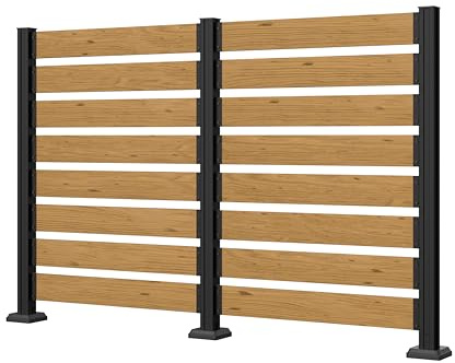 Yardenaler 78” W x 48” H Wooden Air Conditioner Fences for Hard Ground & Soft Ground, 2 Outdoor Garden Fences, Privacy Screen Panels with Aluminum Stakes, Trash Can Pool Equipment Enclosure, Natural