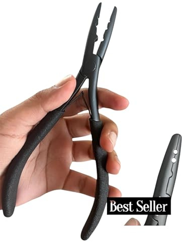 Professional Hair Extension Pliers 7 – Microlink Beads Remover & Weft Extension Tool | Stainless Steel Hair Styling Accessory for Salon & DIY Extensions –(2 Hole, Black)