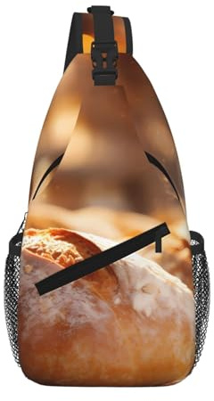 WBQLSL Sac à bandoulière imprimé pain pour l'extérieur – Sac de voyage léger, parfait pour les trajets quotidiens et le cyclisme