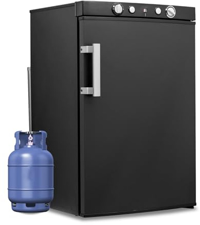 Smad Frigo Trimixte 12V 220V Gaz, 100L, Frigo Camping Gaz, Réfrigérateur Gaz avec Congélateur, pour Camping Car, Caravane, Cabanon, Chalet, Noir