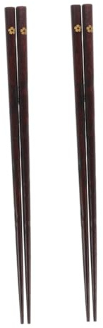 Ipetboom 2paia Bacchette Di Legno Giapponesi Design Fiori Di Ciliegio Bacchette Da Pranzo Riutilizzabili in Legno Naturale Impugnatura Antiscivolo Per Sushi e Noodles