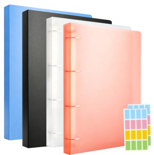 A4 Presentation Ring Binders, 1.5 Inch D Ring Display Folders with 220 Sheet Capacity, Professional Plastic Folders for Documents, Contracts & School Supplies - 4 Pack - 12x10 in