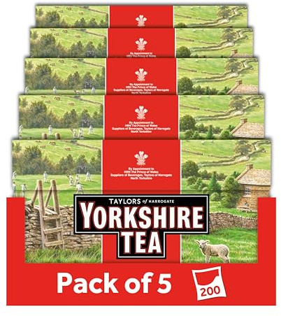 Yorkshire Tea, 200 Tea Bags | 5 Boxes of 40 Tea Bags, Everyday Black Tea Bags, Full-Bodied Flavour, Sourced from Some of the World's Finest Tea Gardens