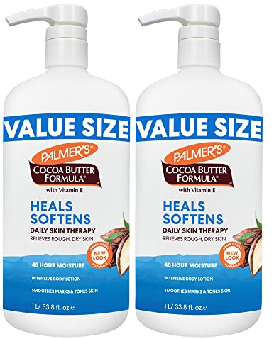Palmer's Cocoa Butter Formula Daily Skin Therapy Body Lotion, Pump Bottle, 33.8 Ounces (Pack of 2)