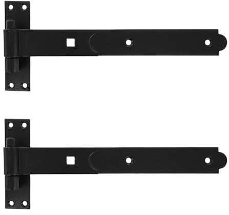Merriway BH07586 (2 Pcs) Black Gate Hinges Heavy Duty Hook and Band Flat 300mm - Pack of 2 Pieces