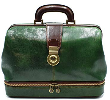 D&D - Nuovo Leder Doktortaschen - D&D0208 - zweifarbig (Verde-Marrone)