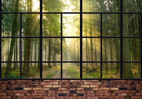 Papel Pintado Pared 3D Paisaje Fuera De La Ventana Verde Bosque Luz Del Sol Papel De Pared Tela No Tejida Fotomurales De Decorativos Pared Murales 400x280cm