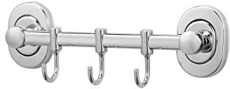 BM 4415 Barra Multifunzionale a Parete in Acciaio Inossidabile Lega di Zinco Portautensili Cucina Portasciugamani Bagno con 3 Ganci Finitura Cromata Lucida di Alta Qualità