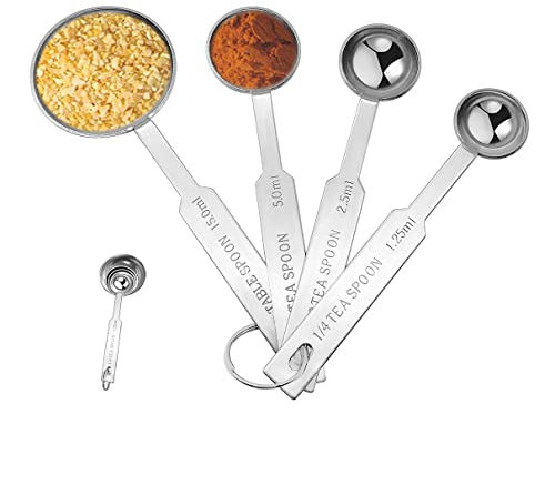 Edelstahl Messlöffel Sets, 4 Stück Metall-Messlöffel zum Backen, Messwerkzeuge, Kochen, Tassen (4 Pcs)