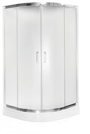 ECOLAM® Duschkabine Modern 80 x 80 x 185 cm R55 Viertelkreis Strukturglas Duschabtrennung Dusche Schiebetüren strukturiert pflegeleicht