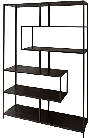 Bücherregal SLIM LINE 114cm - schwarz - Holzwerkstoff Metall Industrial | 6 Regalböden, echter Eyecatcher, pflegeleichte Oberfläche, vielseitig einsetzbar, modernes Design, für Wohnzimmer