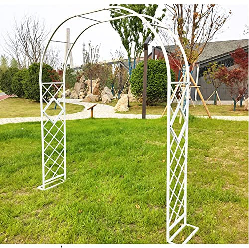 DJZZ Rosenbogen Verzinkt Schwarz grün Weiss Torbogen Rankhilfe Gartenbogen aus Metall Rankhilfe Breite 140 180 220 260 300 340 cm extra groß (Farbe : Weiß, Größe : W260 x H230cm)