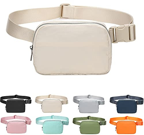 Bauchtasche Gürteltasche Hüfttasche Crossbody Tasche Bauchtasche für Laufen, Wandern, Reisen, Workout, Verstellbarer Riemen für Damen, beige